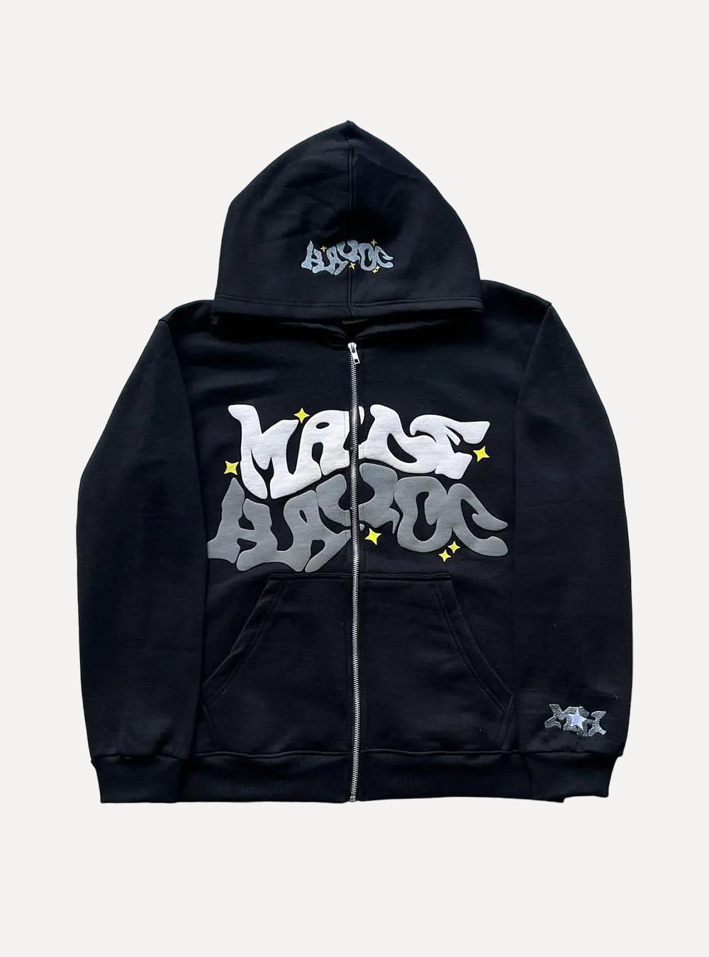 Black Streetwear Letter Print Hoodie