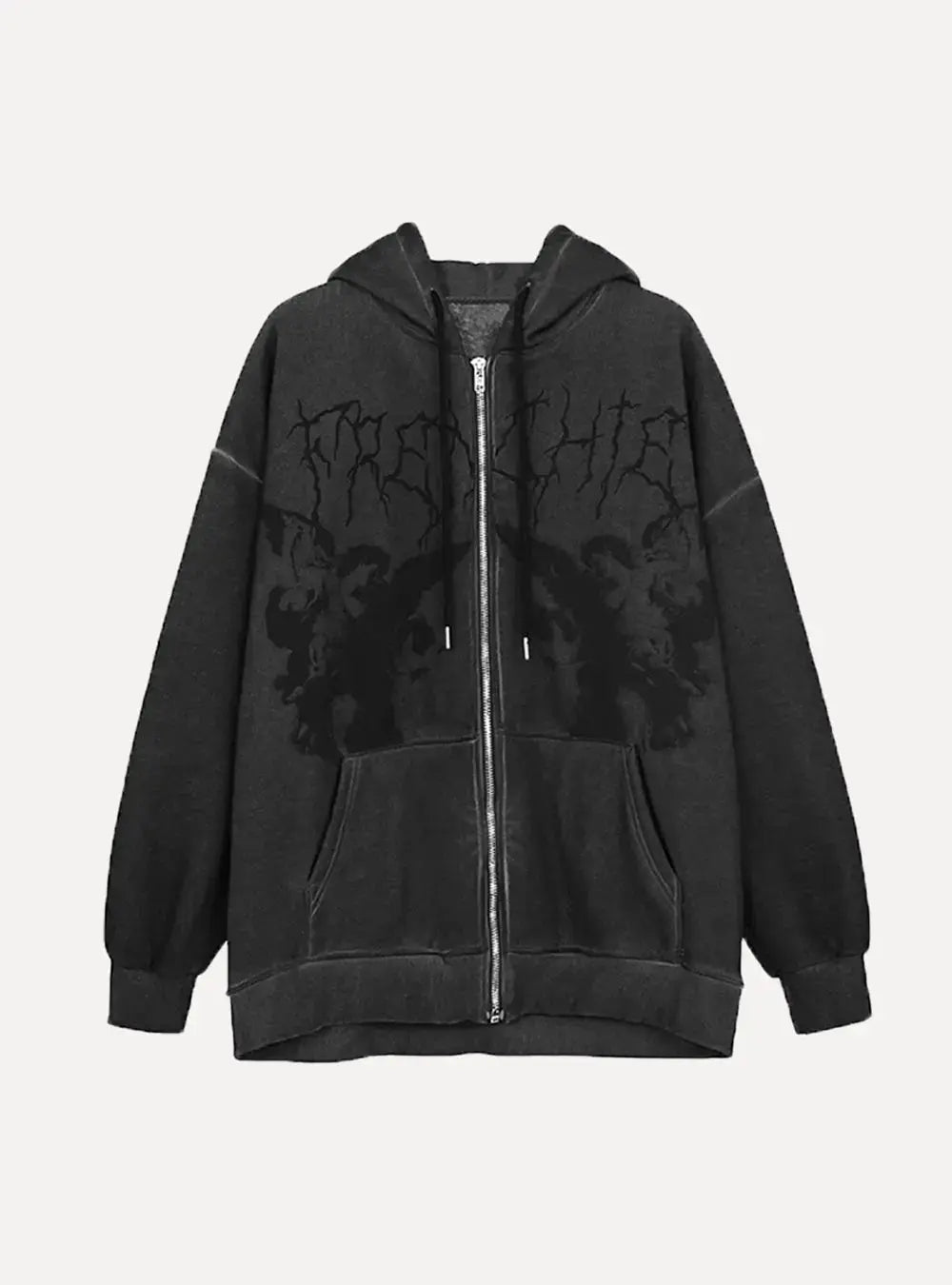 "Dark Angel" Zip-Up Hoodie - Aleksandrov - Y2K - Vintage Clothing