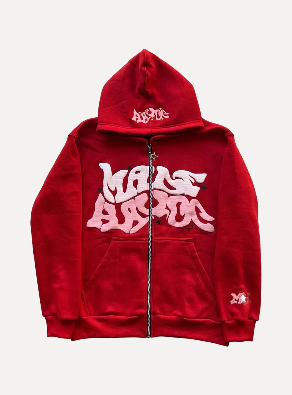 Red Streetwear Letter Print Hoodi