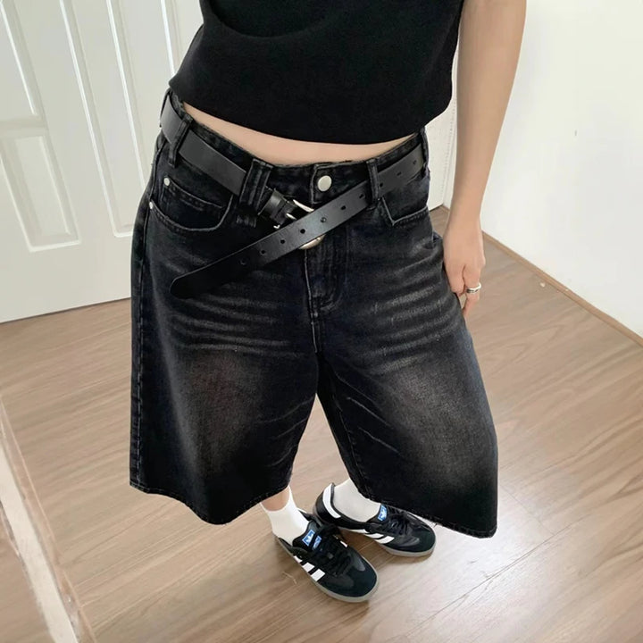 Y2K Black Baggy Denim Shorts