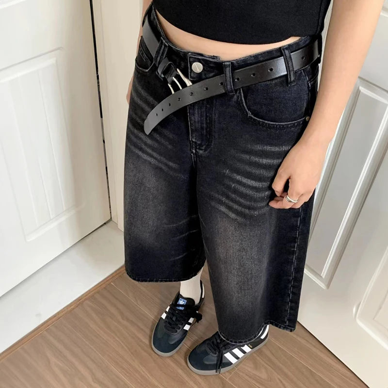 Y2K Black Baggy Denim Shorts