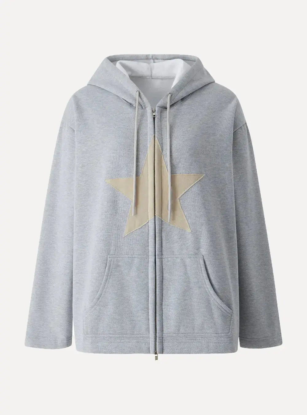 Star Patch Zip-Up Hoodie - Aleksandrov - Y2K - Vintage Clothing