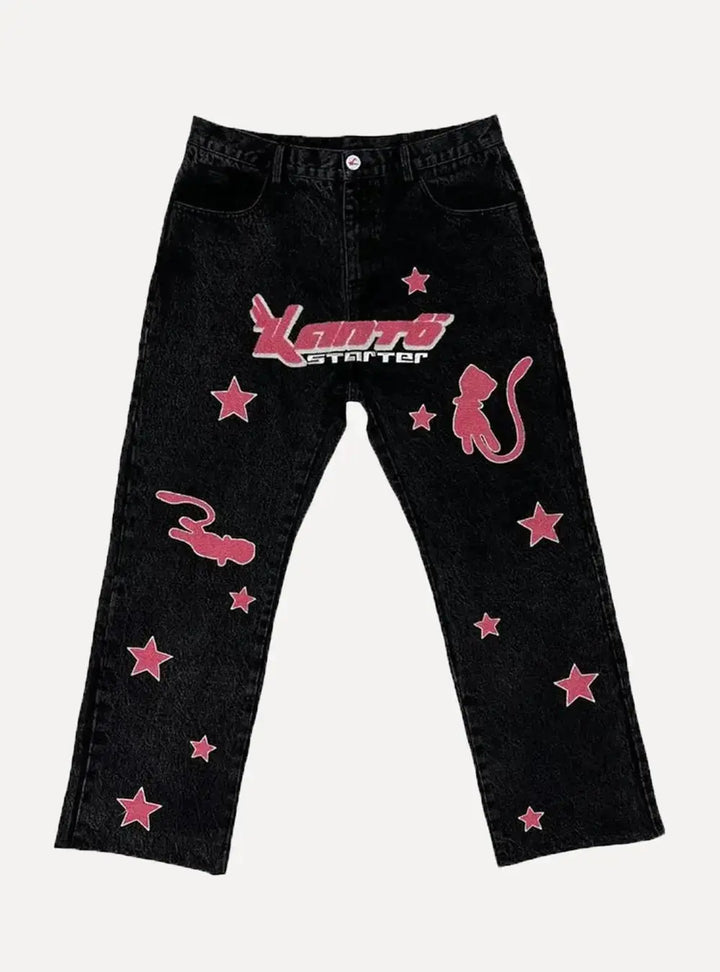 "Stars" Straight Jeans - Aleksandrov - Y2K - Vintage Clothing