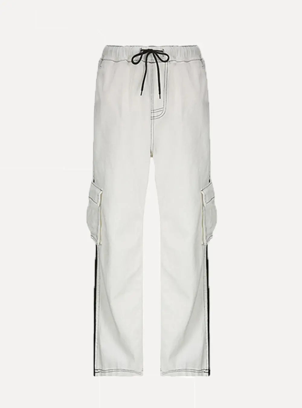 Striped White Baggy Cargo Pants My Store