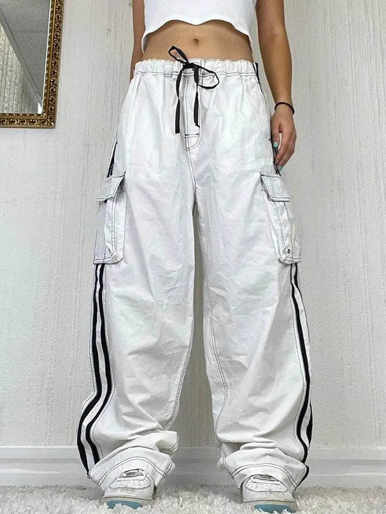 Striped White Baggy Cargo Pants My Store