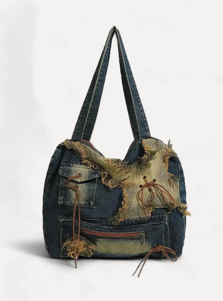 Vintage Washed Denim Shoulder Bag Aleksandrov - Y2K - Vintage Clothing