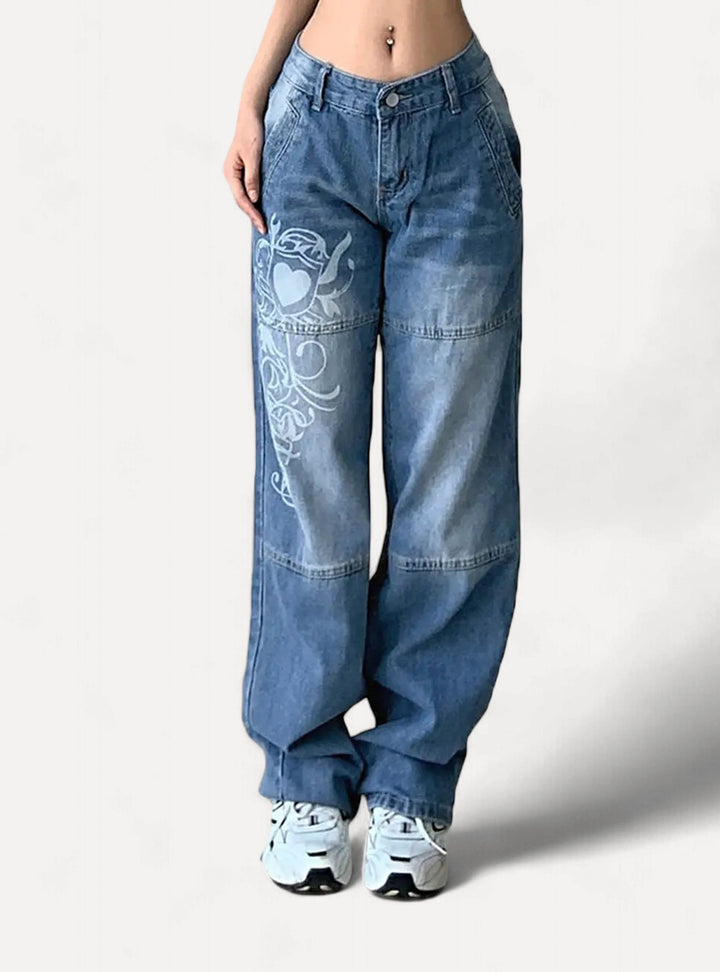 Y2K High Waist Jeans heart logo aleksandrov