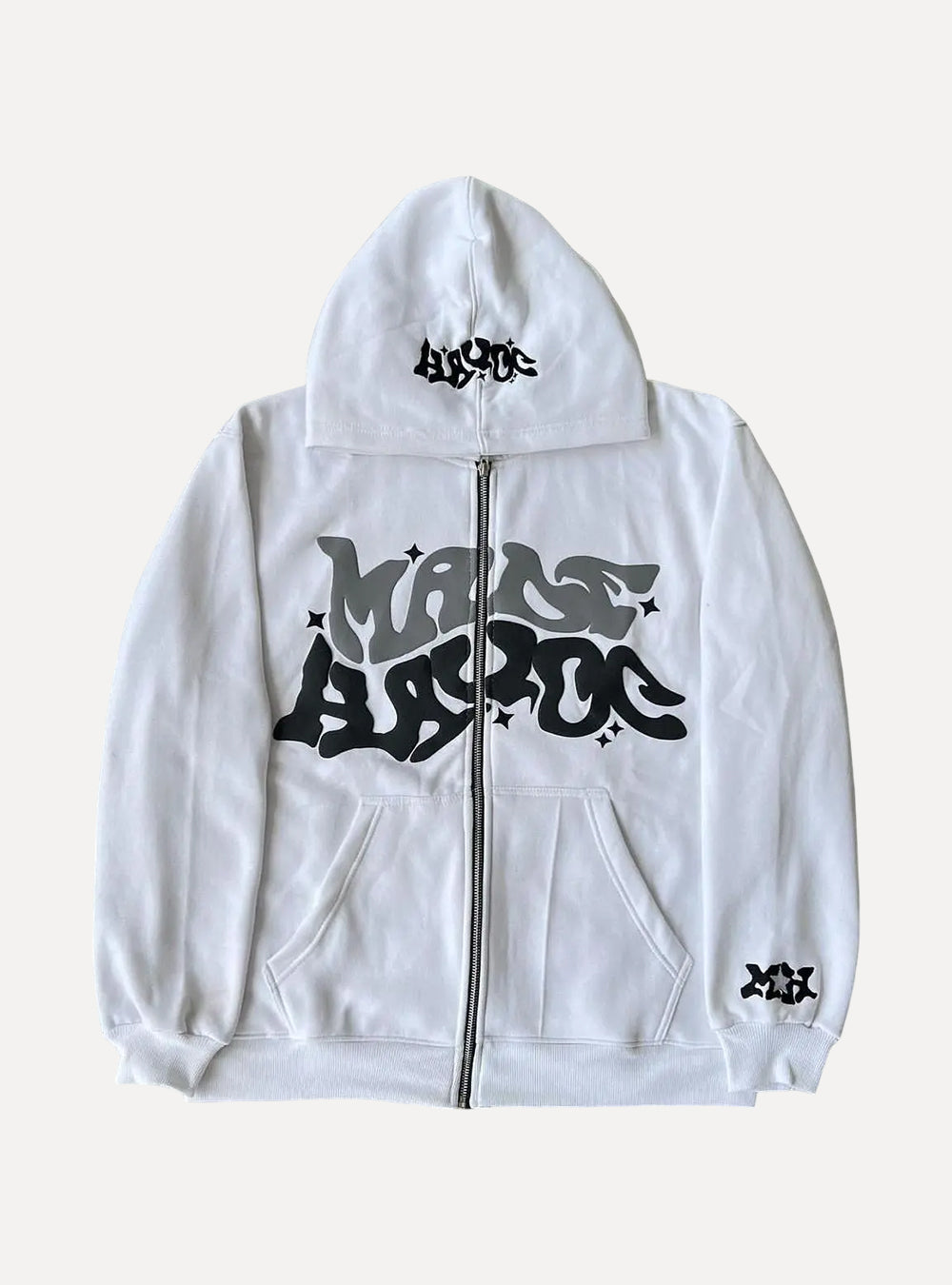 white Streetwear Letter Print Hoodie